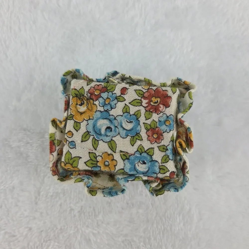 Vintage Dollhouse Living Room Furniture Sofa Chair Ottoman Floral Upholstery